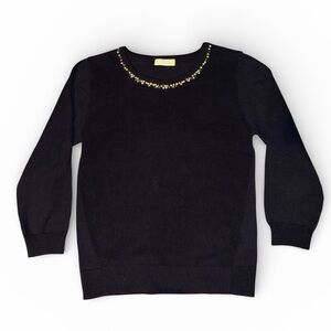 Index Japan Knit Jeweled Sweater Navy Blue